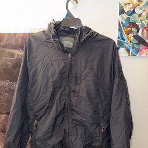 Men's Black Hooded Windbreaker Jacket